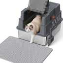 XXXL Stainless Steel Litter Box with Lid,28" L x 20.5" W x 16.5" H Extra Large Cat Litter Box Enclosure for Large and Multi-Cats Families,Non-Sticky, Anti-Leakage, Easy to Clean(Dark Blue)