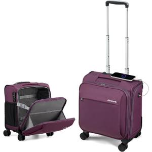 Hanke 16 Inch Underseat Carry On Luggage with Wheels Small Suitcase Softside Luggage Bags for Travel Lightweight Suitcases with Wheels Travel Luggage Personal Item for Men and Women.(Purple)