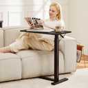 Sweetcrispy Overbed Table, Adjustable Rolling Desk, Mobile Standing Desk, 27.56" x 15.75" x 43.31"