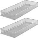 YBM HOME Silver Mesh Drawer Cabinet and or Shelf Organizer Bins, School Supply Holder Office Desktop Organizer Basket (2, 6x15x2 Inch)