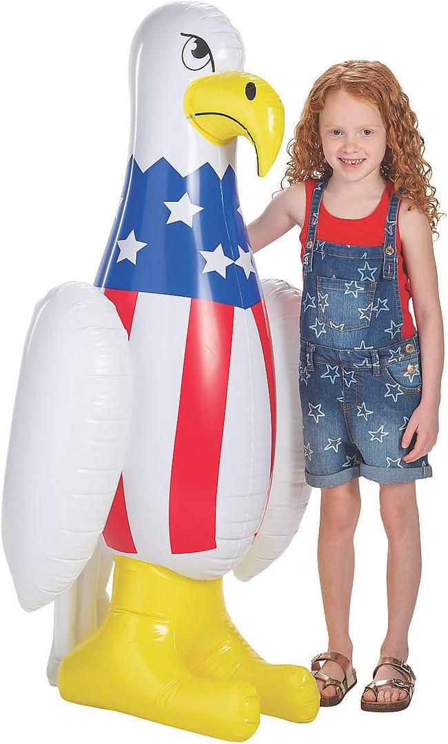 Inflatable Patriotic Bald Eagle, Over 4 Feet Tall - 4th of July Party and USA Toys - 1 Piece