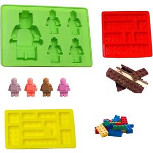 Building Brick Candy Mold Silicone Chocolate Robot Mold Set of 3 Ice Trays Ideal Making Melted Chocolate Fondant Cake Jelly Ice Cube for Kids Party