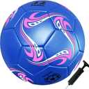 ABAJI Soccer Ball Size 3 Practice Training Ball for Boy Girl Football Gift Thicker Leather Anti-Explosion Indoor Outdoor Come with Random Color Pump and Needle (Blue)