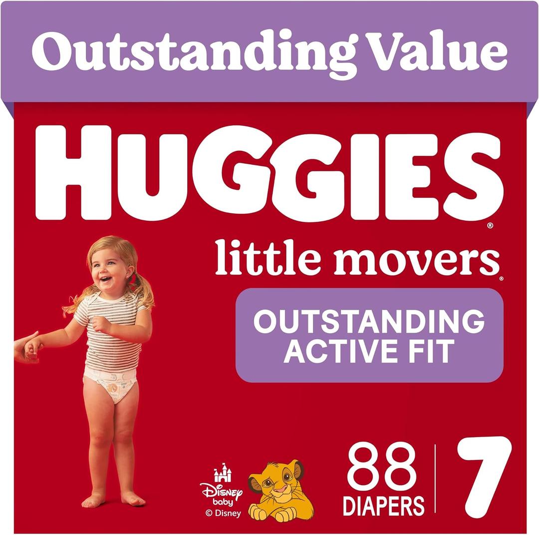 Huggies Little Movers Diapers Size 7, 88 Count (2 Packs of 44)