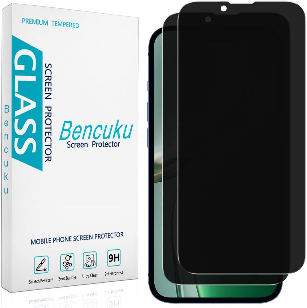 (2 Pack) Privacy Screen Protector Designed for iPhone 13 and iPhone 13 Pro 6.1-inch Anti-Spy Tempered Glass, Anti Scratch, Bubble Free (Black)