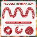 100 ft Christmas Tinsel Garland Metallic Garland Light Glittering Decoration for Valentine Birthday Wedding Party Holiday Festivities Indoor Outdoor Home Supplies(Red, Snowflake)