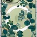 MOSNOVO for iPhone 17 Case | Compatible with Magsafe | Military Grade 6.6ft Drop Tested | Camera Control | Clear with Eucalyptus Design