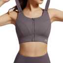 Adjustable High Impact Sports Bras for Women Zip Front Full Coverage and Lift Padded Compression Tops (Purple, XL)