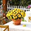 Waipfaru 4 Large Bundles Artificial Fake Flowers Plants for Fall Outdoor Outside Decor, Faux Silk Yellow Camellia UV Resistant Realistic for Planter Front Door Porch Patio Balcony Decoration