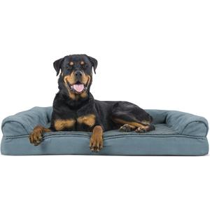 Furhaven Orthopedic Dog Bed for Large Dogs w/ Removable Bolsters & Washable Cover, For Dogs Up to 95 lbs - Plush & Suede Sofa - Deep Pool, Jumbo/XL