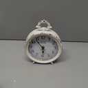 NIKKY HOME Table Clock, Vintage Desk Clock, Antique White Finish Table Clocks, Non-Ticking Battery Operated Decorative Shelf Clock for Living Room Bedroom Gift Clocks