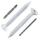 2 x WenSilon(30 PCS) 1/4" x1-3/4 White Concrete Screw Anchor White Flat Head for Anchoring to Masonry, Block or Brick Stucco