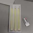 Flameless Taper Candles with 3D Wick, 9.6" Real Wax LED Candles with Remote and Timer, 3 Pack Flickering Candlesticks Battery Operated, Classic Tall Taper Candles for Home, Wedding, Party, Ivory