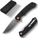 Pocket Folding Knife (EDC) - 3.27" D2 Steel Blade, Carbon Fiber Handle, Stone Washed Finish - With Pocket Clip & Lanyard Hole, Suitable for Men & Women, Ideal for Camping, Survival Adventures, and Hiking (Black & Bule)