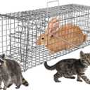 Humane Live Animal Cage Trap, 23.3x7.2x7.7 Inch Collapsible Live Animal Cage Trap Rabbits, Stray Cats, Raccoon, Mole, Squirrels Outdoor Small Animal Trap, Humane Catch & Release