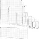 Briartw 7 Pieces Acrylic Stamp Block Clear Stamping Tools Set with Grid Lines for Scrapbooking Crafts Card Making,Clear Acrylic Stamp Block Kit with Grid Lines,Assorted Sizes,Thickness 8mm (7 Pcs Smooth Edge)