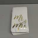 50-Pack Mr and Mrs Napkins, Disposable Wedding Dinner Napkins for Reception, Rehearsal Dinner, Bridal Shower, Engagement Party (Gold Foil and White, 3-Ply, 4x8 in)