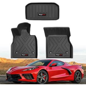 for 2020-2025 Chevy Corvette C8 Accessories Floor Mats and Front Cargo Mats Liner Full Set TPE All Weather Protection (Floor Mats+Front Cargo Mat)