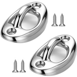 2PCS Curved Oval Rope Eyes with Screws Oval Shaped Curved Durable Hardware for Boats Decks and Outdoor Use Strong Rope Anchors for Secure Mounting