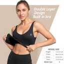 AKASO Womens Longline Sports Bra Tank Top Padded Workout Running Yoga (Black, L)