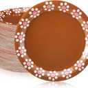100 Pcs Pink Cielito Lindo Party Plates Mexican Paper Plates Disposable Platos De Barro Mexicanos Talavera Clay Dishes 7 Inch for Wedding Christmas Baby Shower Decoration Supplies