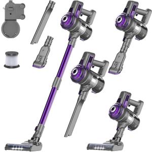 Cordless Vacuum Cleaner, Vacuum Cleaners for Home, 40KPA Stick Handheld Pet Hair Hardwood Floor Vac, High Power Hand Held Rechargeable Battery Portable Household Lightweight Vac, S2-Purple