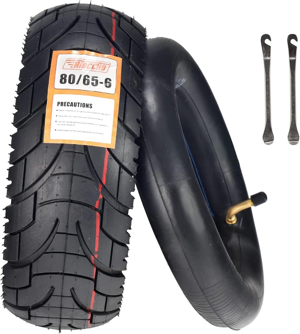 80/65-6 Scooter Tire Off-Road, 10 Inch Replacement Thickened Pneumatic Tyres 80/65-6 for Electric Scooter E-Bike Tires Inner Tubes for Motorcycle (City Road)