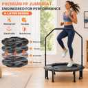 Juturna 40" Foldable Mini Trampoline, Rebounder Trampoline for Adults, 450lbs Capacity with Bungees, Adjustable Handle, Stable & Quiet, Fitness Trampoline for Kids