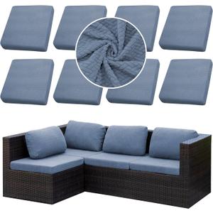 Outdoor Cushion Covers Set, 5PCS Waterproof Patio Furniture Couch Seat Slipcovers, Replacement for Sofa Sectional Chair(CoverOnly) (West Lake Blue)