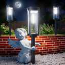 ALFIOT Solar Pathway Lights Outdoor, Bright Solar Lights Outdoor, IP65 Waterproof Landscape Lighting for Yard Patio Walkway Driveway Pathway (Cool White (Cylinder), 12 Pack)