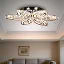 CLAIRDAI 20" Modern Crystal Ceiling Light Led Flush Mount Chandelier Flower Light Fixture Close to Ceiling Light for Bedroom Living Room Dining Kitchen (Multi-Color)