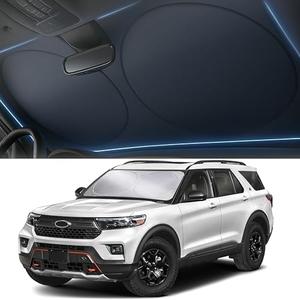 Autovir Foldable Windshield Sun Shade for Car – 240T Reflective UV and Heat Shield with Storage Bag | Keeps Interior Cool | Universal Fit for Sedans, SUVs, and Trucks – Medium (64" x 32")