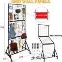 Heavy Duty Adjustable Grid Wall Panels, Foldable Gridwall Panels with Braked Wheels-Included 24 HooksSuitable for Art Fairs Craft Display Retail Storage, 25.95" W x 17.25" D x 72.85" H