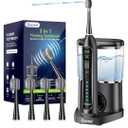 Electric Toothbrush & Water Flosser Combo in One,Water Flosser Professional for Teeth-Whiter Teeth & Healthier Gums –Electric Toothbrush with Flossing-Deep Black