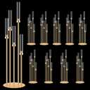 10 Set 5 Arm Golden Candle Holder with Acrylic Lampshade, 41.3'' Tall Candlesticks Holder for Christmas Wedding Housewarming Gift,Metal Candle Holders Candlestick Centerpiece,Fit 0.87'' LED Candle