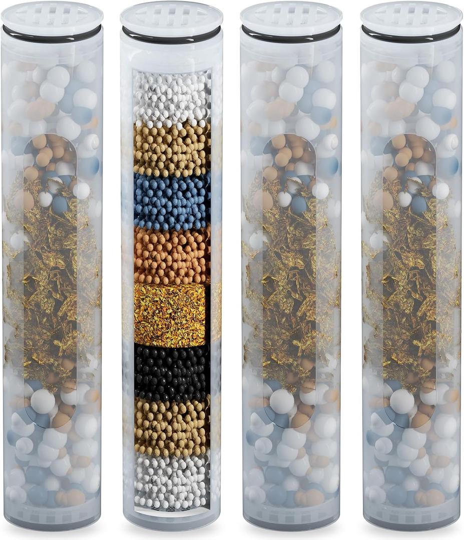 JONKEAN 4 Pack Shower Filter Replacement Cartridge, Shower Head Filter for Hard Water, KDF Shower Filter Cartridge to Remove Chlorine and Harmful Substances