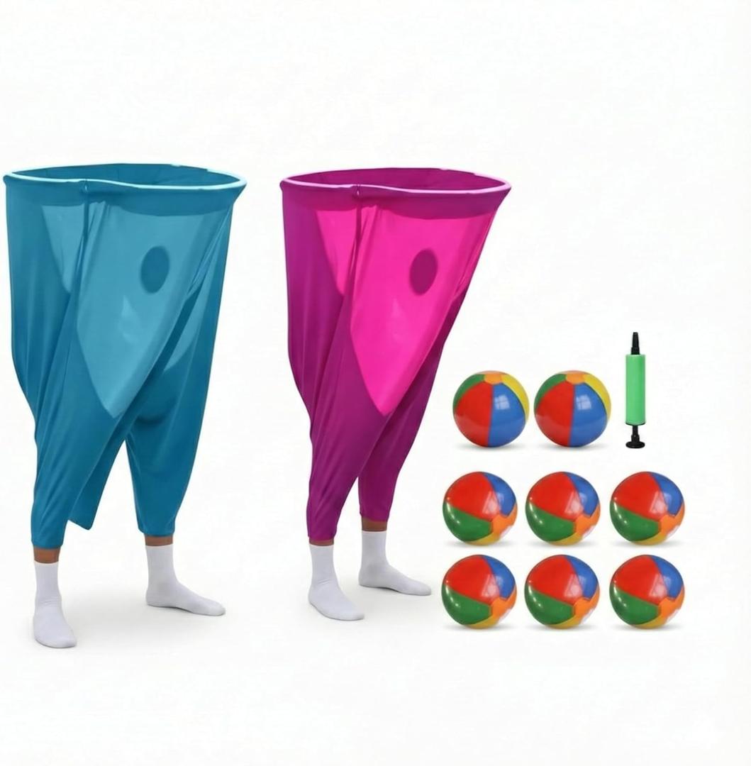 Granny Pants Yard Game, 2026 New Granny Pants Outdoor Game, 2pcs Giant Pants with 8 Bouncy Balls and Pump Set, Funny Giant Party Game for Adults, Lawn Field Game Set Gifts, Family Backyard Games