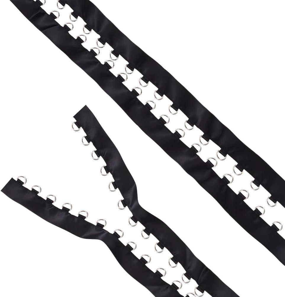 BENECREAT 4 Yards Black Grommet Trim with D Rings (6x10mm), 0.94" Eyelet Trimming Ribbon for Sewing Garment Corset Shirt Dress Skirt Jacket