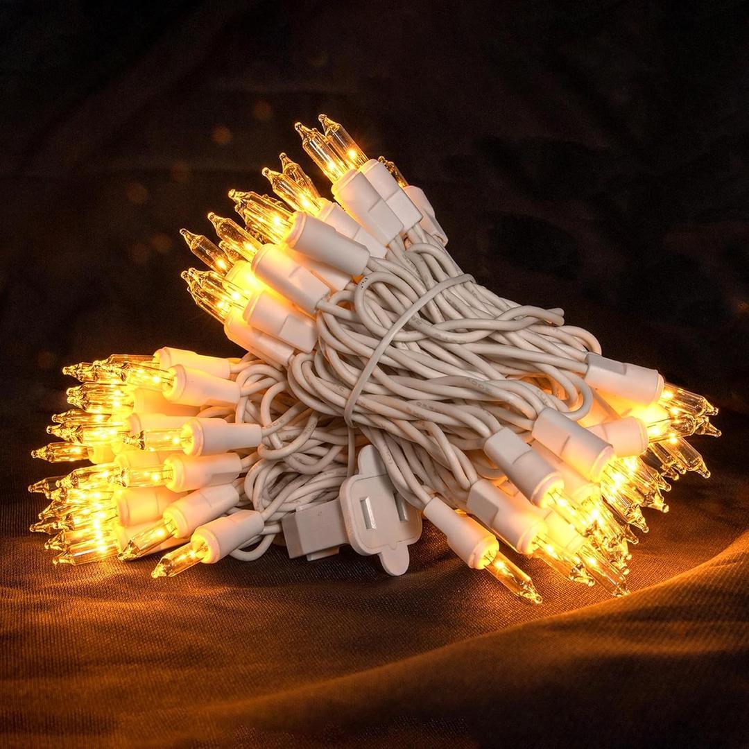 4PSC Christmas Lights 100 Count Mini Clear Lights 22.7ft White Wire String Lights Set for Outdoor Indoor Christmas Decorations Wedding Decorations Valentines Day Decor, UL Certified