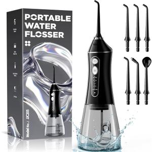 Water Flosser for Teeth Cleaning and Flossing, 5 Modes Rechargeable Cordless Oral Irrigator 320ml Water Tank Teeth Cleaner, IPX7 Waterproof Portable Electric Dentel Flossers for Home and Travel,Black