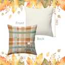 BBOLDIN Fall Thanksgiving Throw Pillow Covers 18x18, Fall Plaid Leaves Pumpkin Orange Pillow Cases Set of 4, Halloween Autumn Cushion Covers Decorations for Home Porch Bedroom