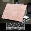 DTangLsm for MacBook Air 13 inch Case 2026 2025 2024-2022 M5 M4 M3 M2 A3449 A2681 A3113 A3240, Elegant Textured Leather Hard Case for MacBook Air M5 13.6 inch Cover+Keyboard Skin, Pink Embossed Floral