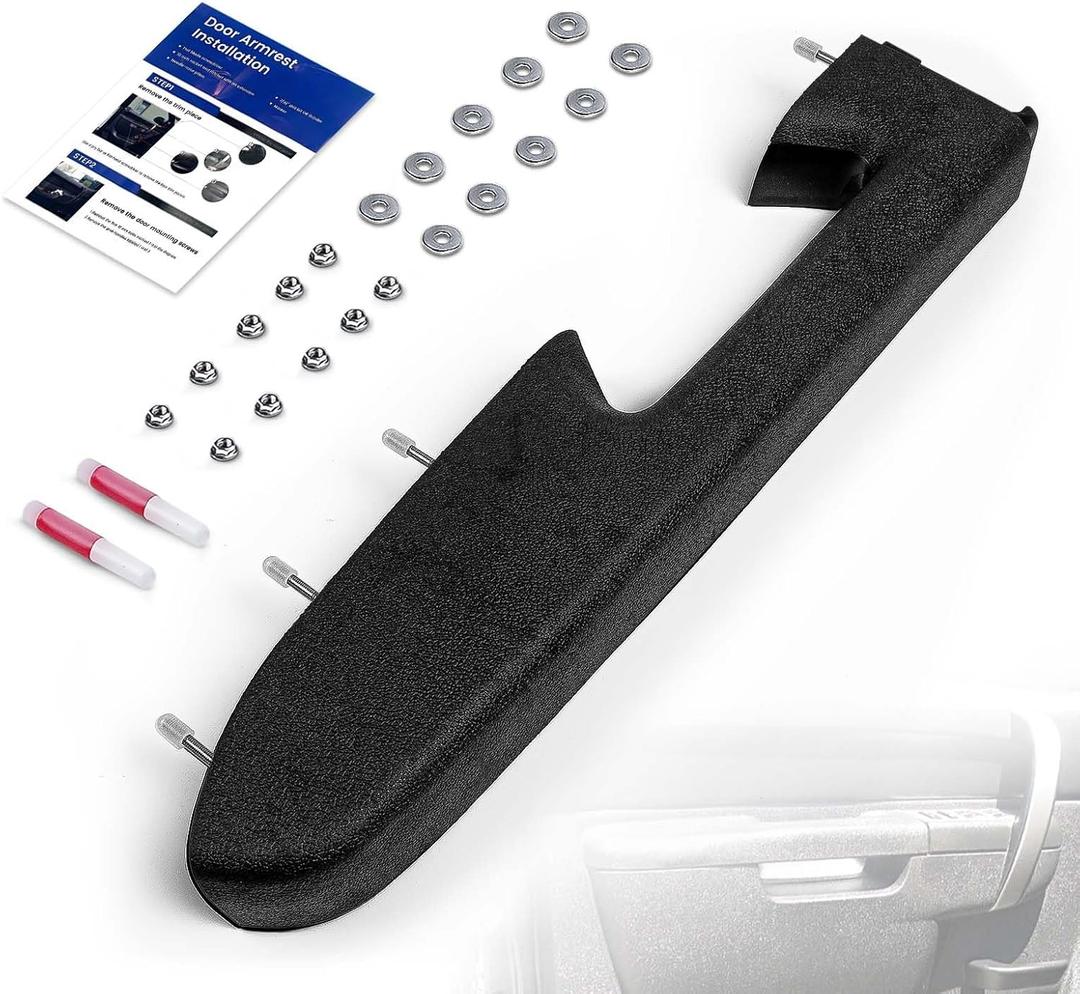 22818465 Front Left Driver Side Armrest Repair Kit Fit for Chevy Silverado 1500 2500HD 3500HD 2010-2014 For GMC Sierra 1500 2500 HD 3500 HD 2010-2014 Door Panel with Release Handle Below Armrest Black