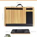 Lap Desk - Laptop Tray for Bed, Lapdesk with Cushion for Couch Sofa Fits up to 17.3 Laptop, Lap Table with Portable Handle,Self-Adhesive Mousepad with Foldable Metal Device Stand(Light Brown)