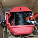 Lonsge Portable Drill Winch of 1500 Lbs, Red Handheld Drill Winch with 40 Foot Synthetic Rope, Rotate The Hook 360 Degrees, for Lifting & Dragging(Red)
