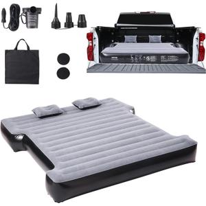 VEVOR Truck Bed Air Mattress, for 5.5-5.8 ft Full Size Short Truck Beds, Inflatable Air Mattress Bed with 12V Air Pump 2 Pillows, Carry Bag, for Silverado, RAM, F Series, Sierra, Titan, Tundra