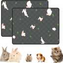MODESLAB 2-Pack Guinea Pig Cage Liner, 20in x 26in Fast Absorption Washable Bedding Pee Pads for Dogs Puppy Rabbit Small Animal Cage Mat, Leakproof & Non-Slip (Gray)