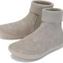 WHITIN Women's Wide Barefoot Ankle Boots | Minimalist Chelsea Styles | Zero Drop | Stacked Sock-like Cuffs (W821 | Beige)