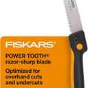 Fiskars Hand Saw, Folding Saw with Dual Position Locking Saw Blade for Overhand Cuts and Under Cuts and Power Tooth Blade with Triple Ground Teeth, Soft Grip 10-Inch Pruning Saw