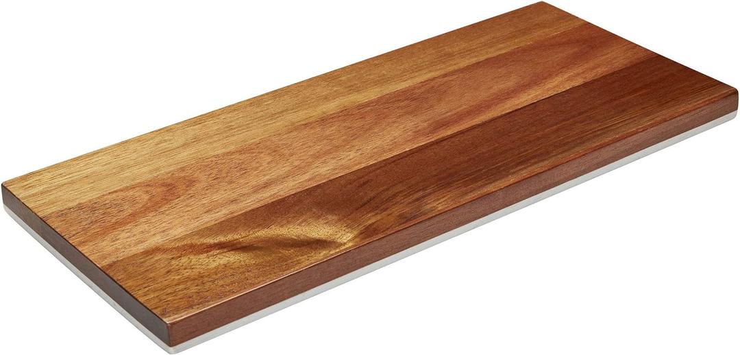 Sabatier Prep and Serve Cutting Board, Reversible Charcuterie Serving Platter for Cheese, Meat and Appetizers- Perfect Dinner Party Board, 8-inch x 18-inch, Acacia and White Stone